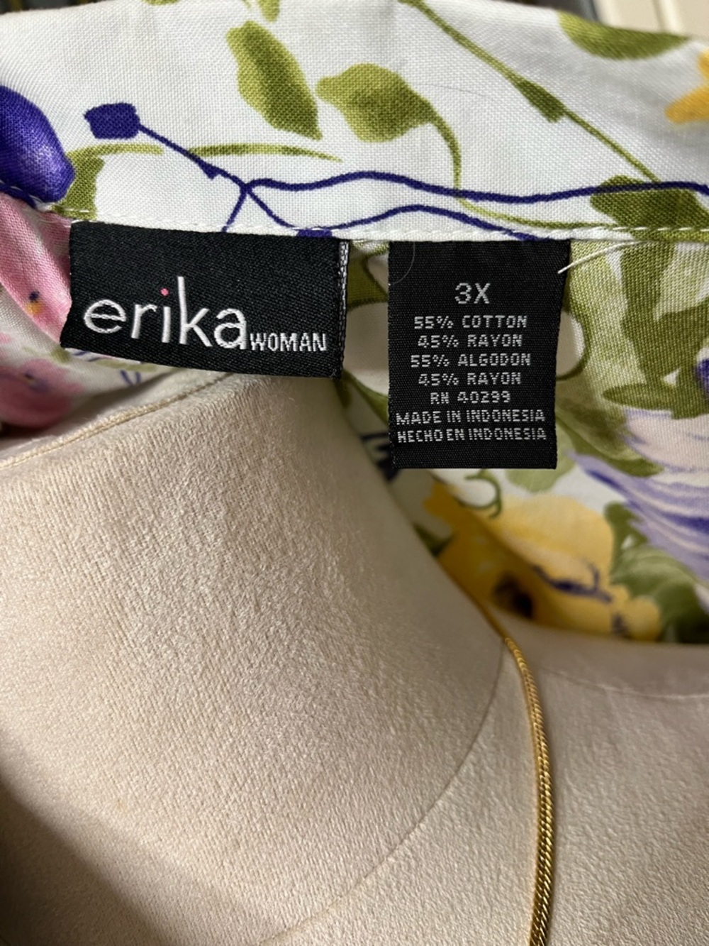 Erika Woman 3X Floral Button Front Blouse Cottagecore Plus Size 90’s Top - Picture 7 of 7
